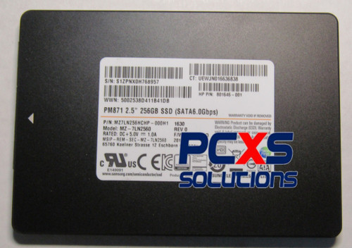 Hard Drive - SSD, PM871, 256GB, SATA 3, 2.5" - 801646-001