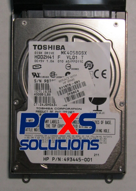 400GB SATA hard drive - 5,400 RPM, 2.5-inch form factor, 9.5mm thick - Includes bracket - 511878-001