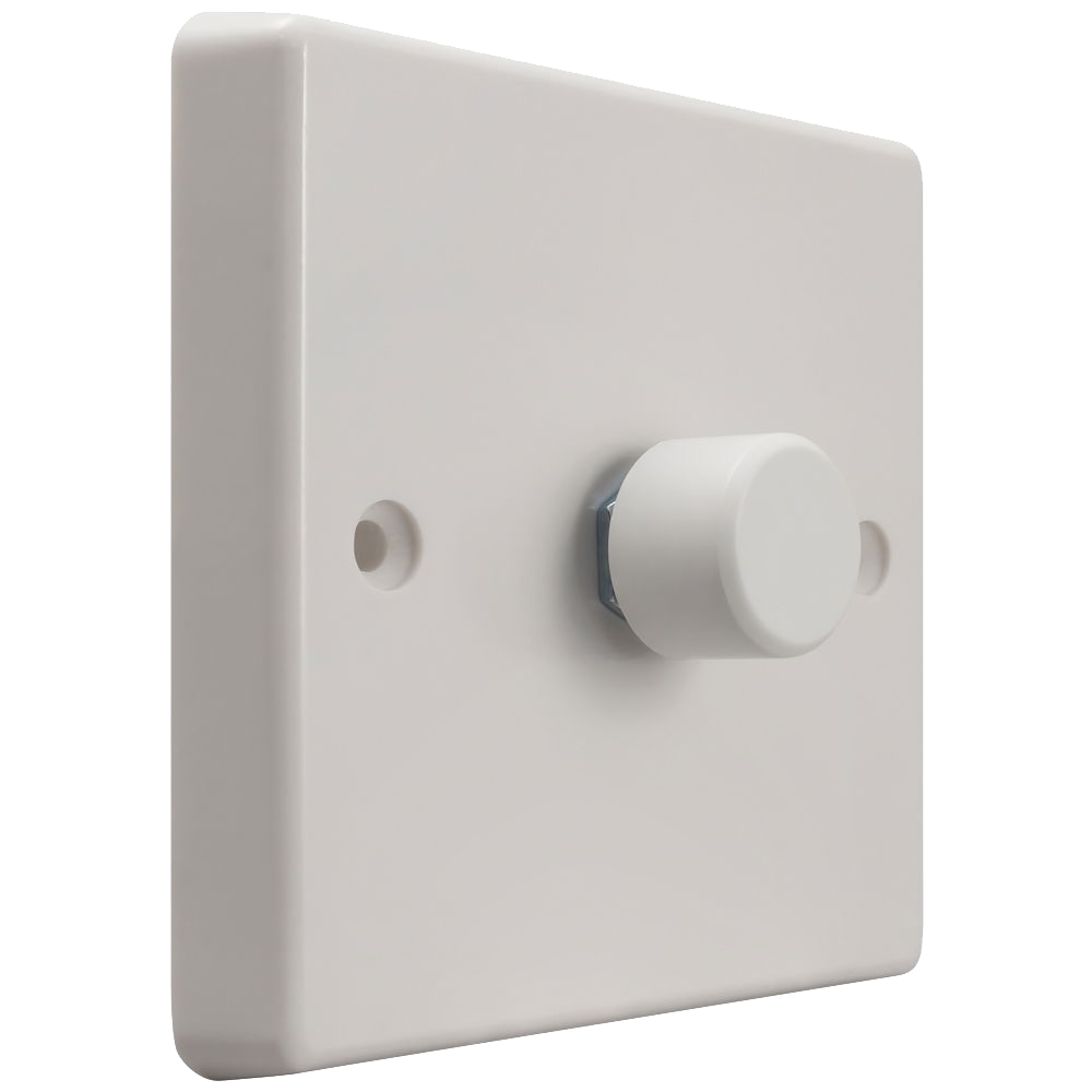 Rotary LED Dimmer 2-Way Push On/Off 0-120W (1 Gang)-White - Crompton ...