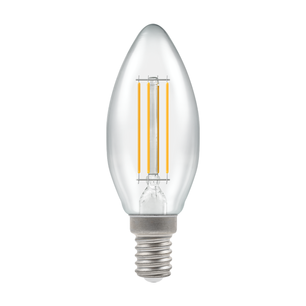 LED Filament Candle Clear Dimmable 4.2W 2700K SES-E14 - Crompton Lamps ...