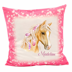 BoHo Horse Pink Personalised Cushion