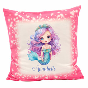 Cute Mermaid Pink Personalised Cushion Cover