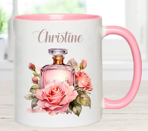 Personalised Vintage Rose Perfume Bottle Design Mug