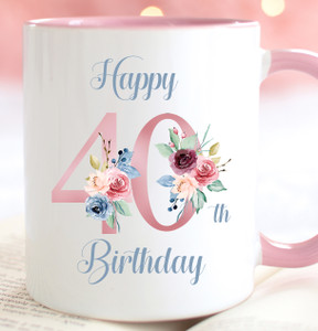 40th Birthday Floral Monogram Mug