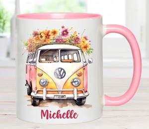 Vw Kombi Campervan Pink Floral Mug 