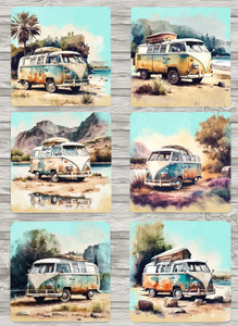 VW Kombi Campervan  Coasters Set of 6