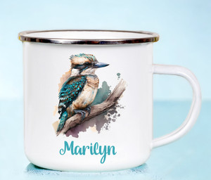 Kookaburra Personalised White Enamel Cup