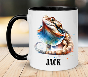 Frilled Neck Lizard Personalised Name Black Mug