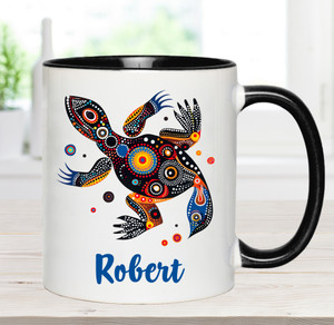 Aboriginal Lizard Artwork Personalised Mug