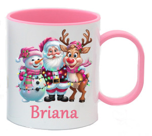 Personalised Santa Christmas  Pink Plastic Cup
