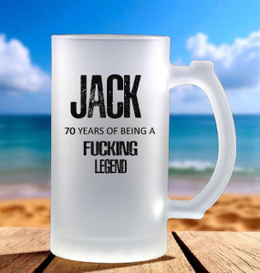 Personalised 70th Birthday Legend Glass Beer Stein