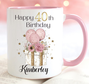40th Birthday Gift Personalised Pink Mug