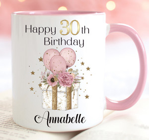30th Birthday Gift Personalised Pink Mug