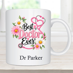 Best Doctor Ever Floral Personalised Name Mug