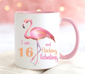 Personalised Flamingo Happy 16th Birthday Mug
