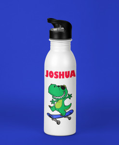 Personalised Dinosaur Skateboard 600ml Bottle
