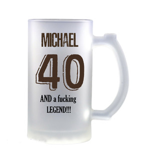 Personalised Funny 40th Glass Beer Stein