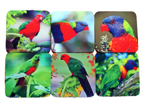 Australian Lorikeets and Parrots Neoprene Coasters 