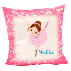 Pink  Ballerina Cushion with Personalised Name DES 4