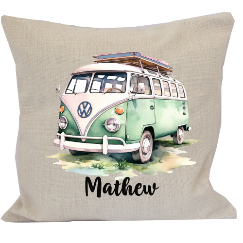 Personalised Green VW Kombi Cushion & Insert