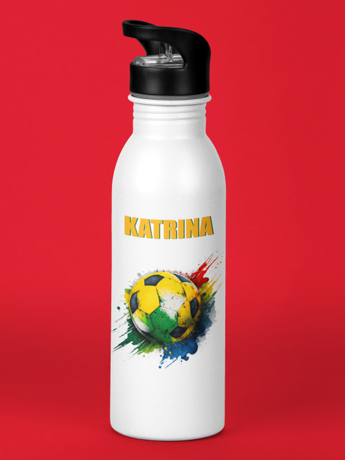 Girls  Soccer Personalised Water Drink Bottle