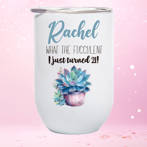 Personalised 21st Birthday Stemless Wine Tumbler/Coffee Cup