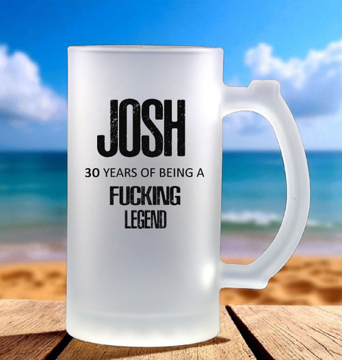 Personalised 30th Birthday Legend Glass Beer Stein