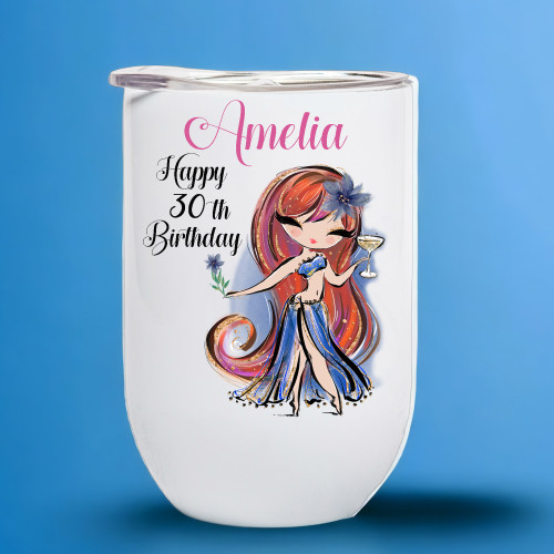 30th Birthday Personalised Wine Tumbler/Coffee Cup
