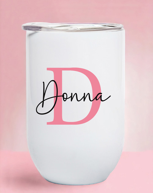 Monogram Alphabet Personalised Stemless Wine Tumbler/Coffee Cup