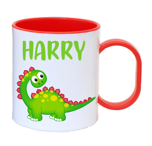 Personalised Dinosaur Red Plastic Cup