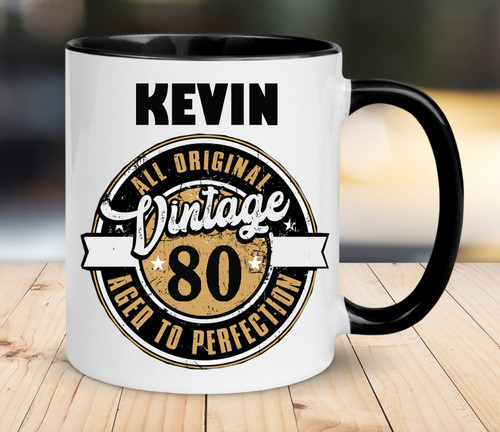 Personalised 80th Birthday Vintage Mug