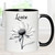 Black & White Minimalist Floral Design Mug with Personalised Name