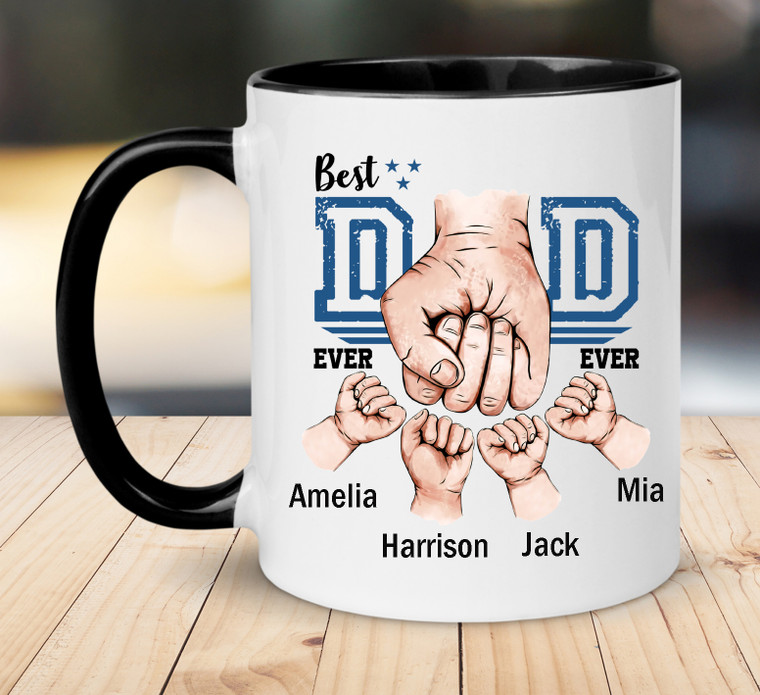Best Dad Ever With 4 Children's Hands Mug