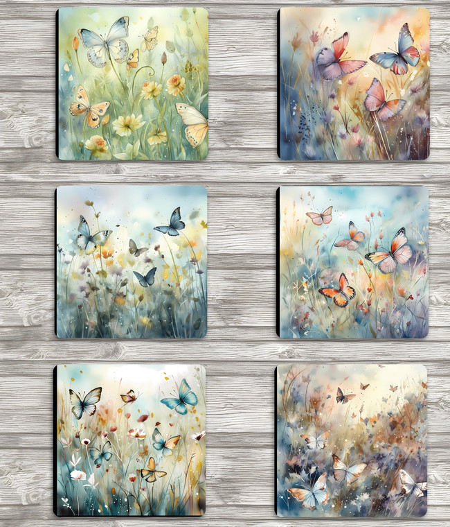 Butterfly Coasters Set of 6 Neoprene Drink 