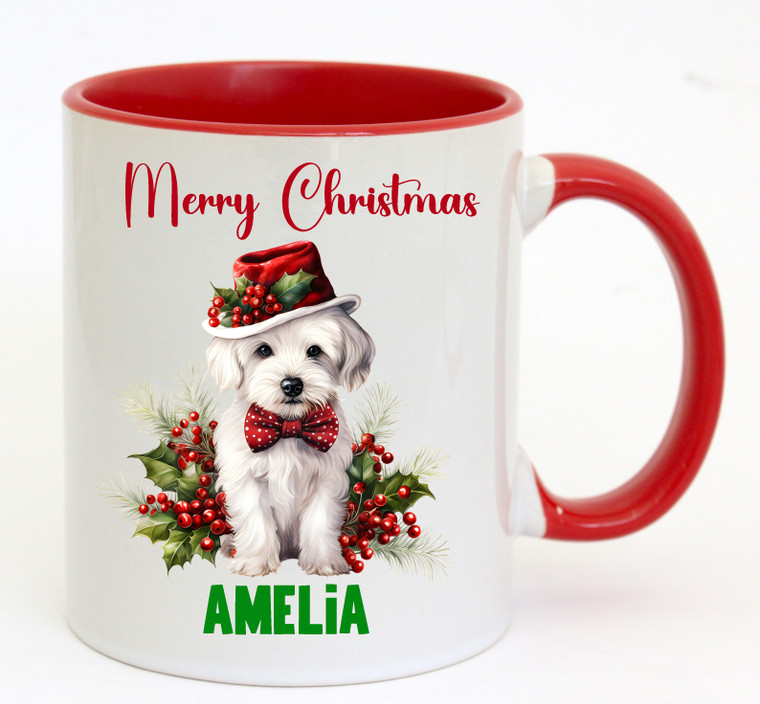Personalised Christmas Mug Cute Dog Des 1