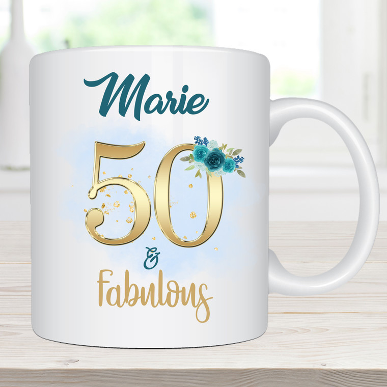 50th Birthday White Personalised Mug