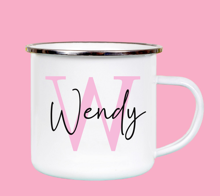 Personalised Monogram Alphabet Letter Enamel Cup