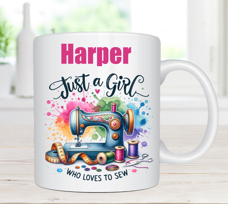 Just A Girl Who Loves Sewing Personalised Mug