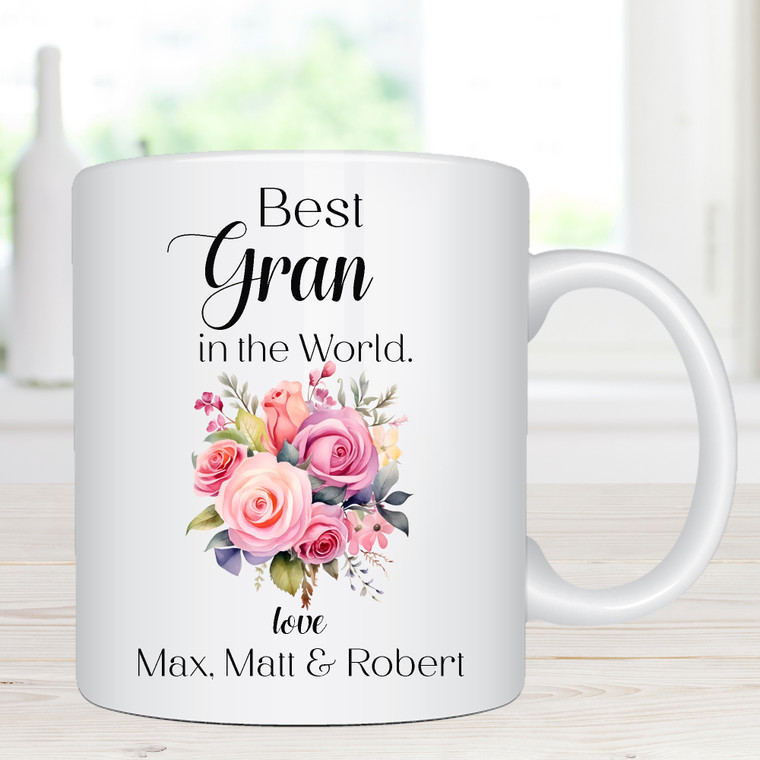 Best Gran in the World Mug with Personalised Grandkids Names