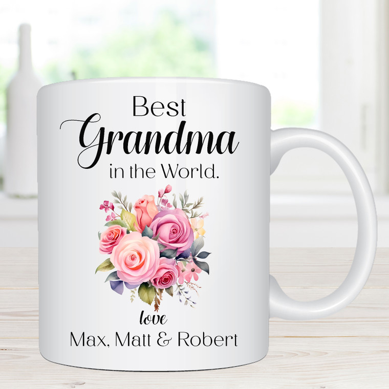 Best Grandma in the World Mug with Personalised Grandkids Names