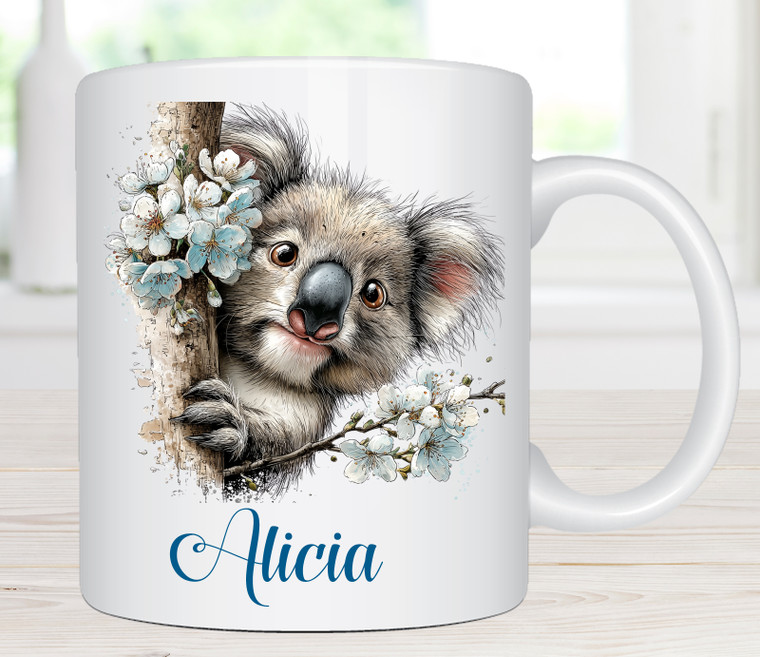 Koala Personalised Name White Mug
