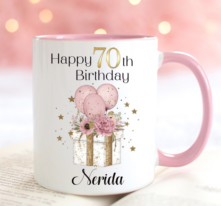  70th Birthday Personalised Pink Mug