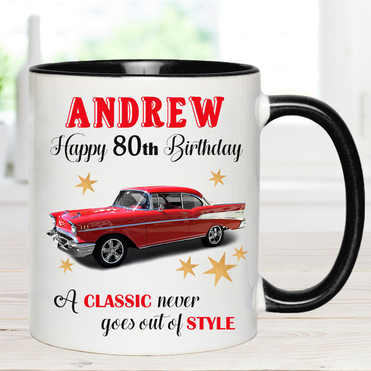 80th Birthday Classic Car Personalised Mug