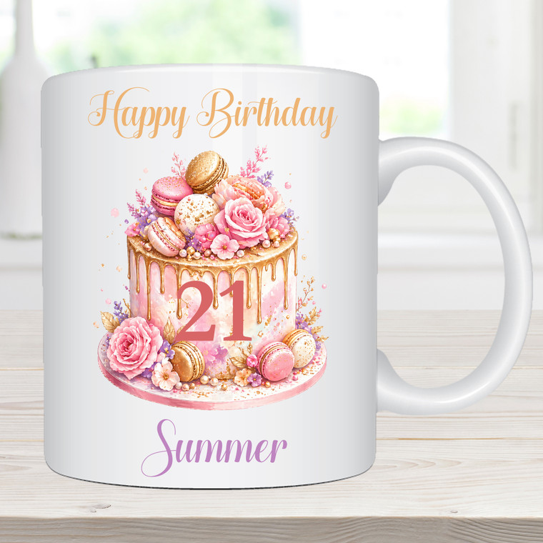 21st Birthday Cake Personalised Name Ceramic Mug