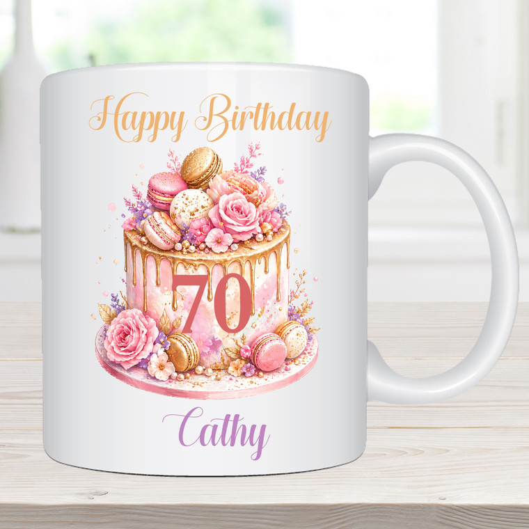 70th Birthday Cake Personalised Ceramic Mug