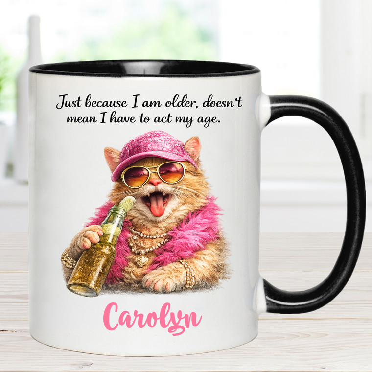 Funny Cat Birthday Mug With Personalised Name