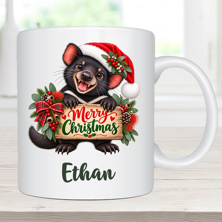 Personalised Christmas Aussie Tasmanian Devil Mug 