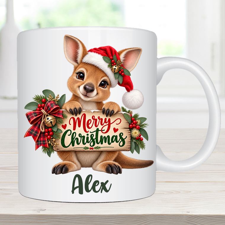 Personalised Christmas Aussie Kangaroo Mug 