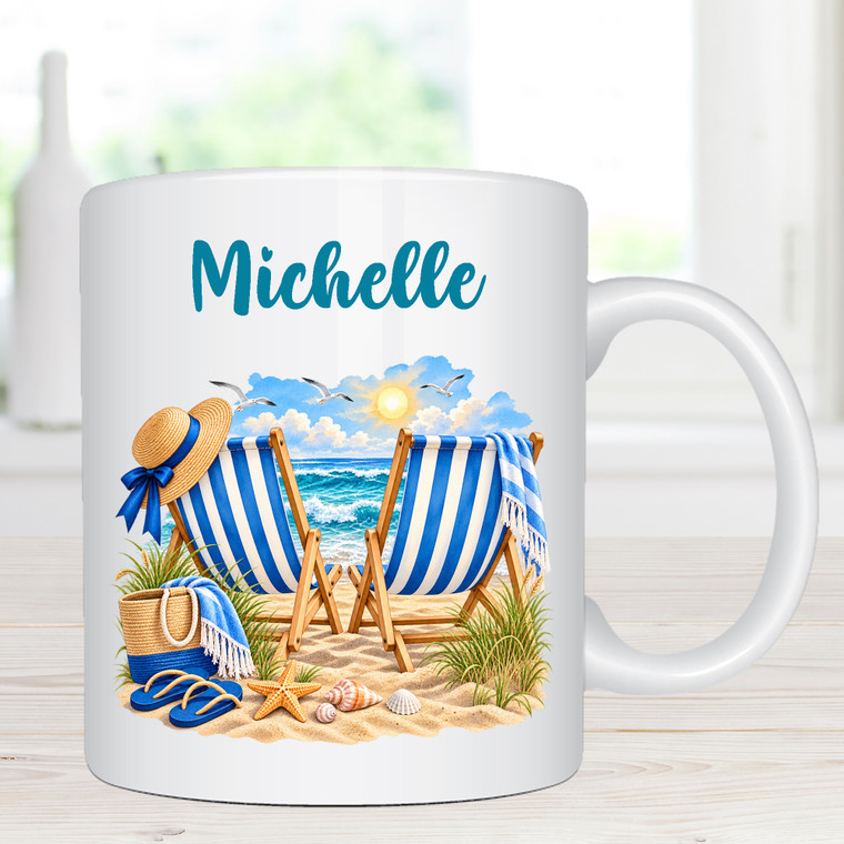 Beach Lover Personalised Name Mug