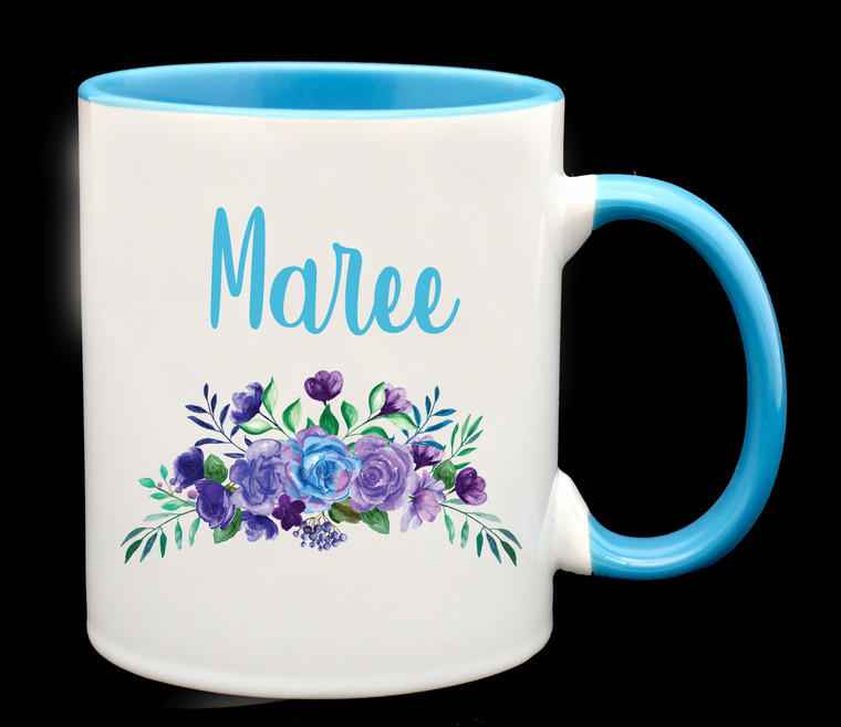 Blue Floral Personalised Mug